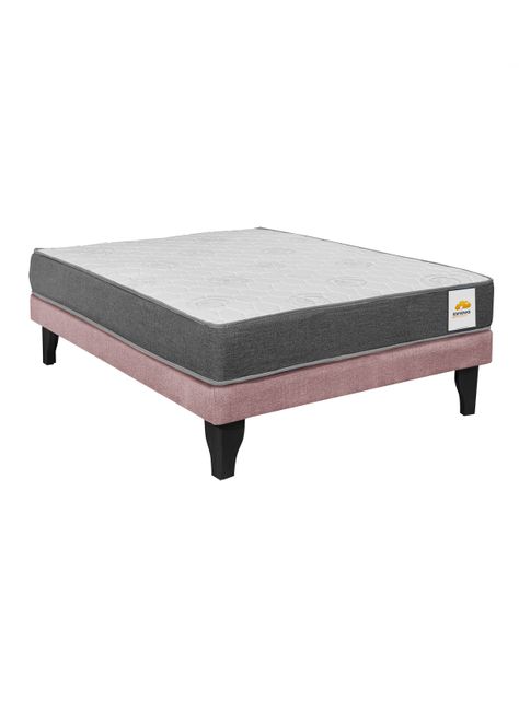 Cama Europea Silver 1.5 Plazas + Respaldo Rosa-2