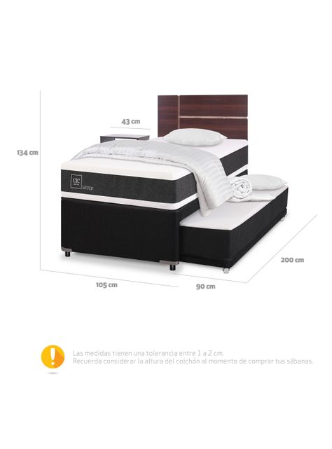 Diván Cama Ortopedic Black + Set Enio + 2 Almohadas-1
