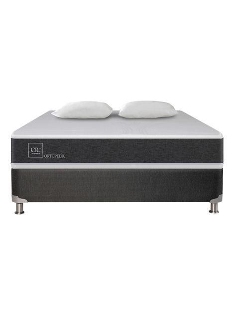 Box Spring Ortopedic Base 5 Black 2 Plazas Base Normal + Almohadas-1