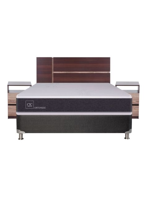 Box Spring New Ortopedic Black 2 Plazas Base Normal + Set Muebles Enio-1
