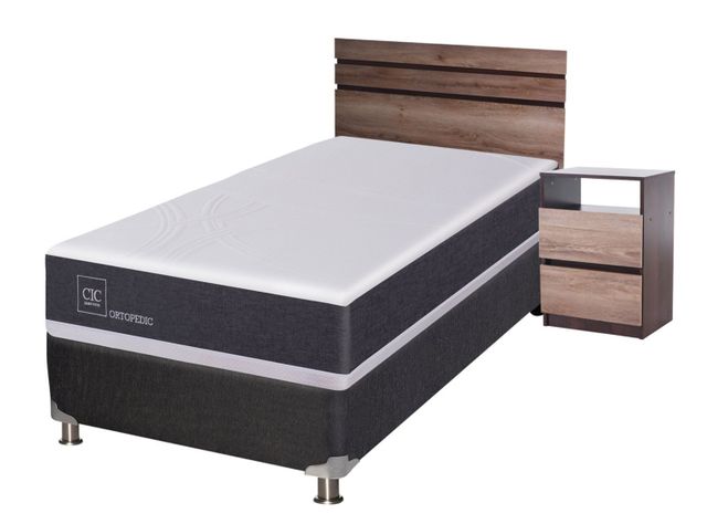 Box Spring New Ortopedic Black 1.5 Plazas + Set Muebles Ares-0