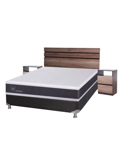 Box Spring New Ortopedic Black 2 Plazas Base Normal + Set Muebles Ares-0