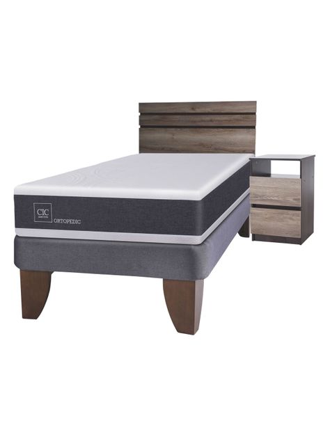 Cama Europea New Ortopedic 1.5 Plazas + Set Muebles Ares-0