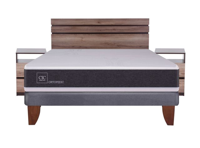 Cama Europea New Ortopedic 2 Plazas Base Normal + Set Muebles Ares-1