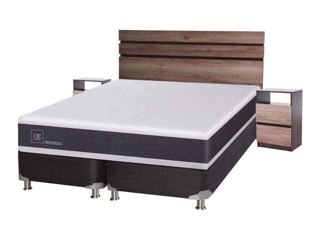 Cama Europea New Ortopedic King + Set Muebles Ares-0