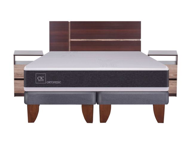 Cama Europea New Ortopedic 2 Plazas Base Dividida + Set Muebles Enio-1