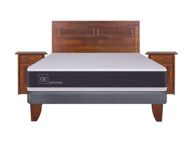 Cama Europea New Ortopedic 2 Plazas Base Normal + Set Muebles Milán-1