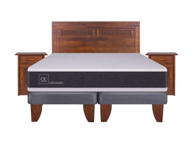 Cama Europea New Ortopedic 2 Plazas Base Dividida + Set Muebles Milán-1