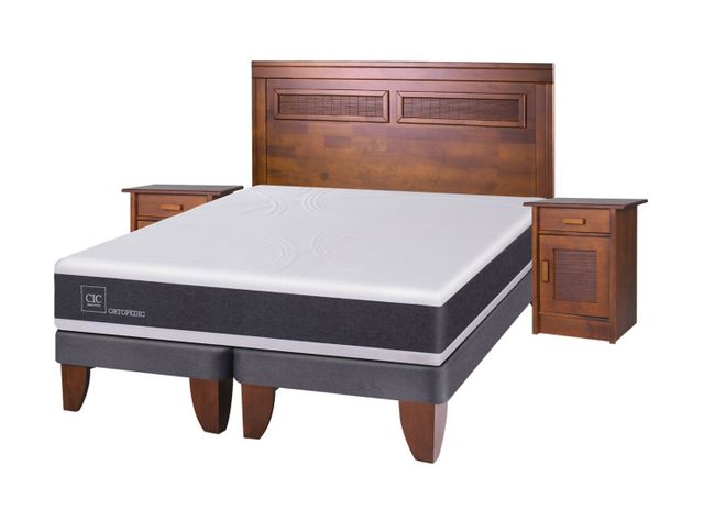 Cama Europea New Ortopedic 2 Plazas Base Dividida + Set Muebles Milán-0
