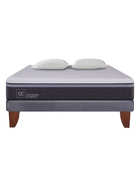 Cama Europea Ortopedic 2 Plazas Base Normal + Almohadas-1