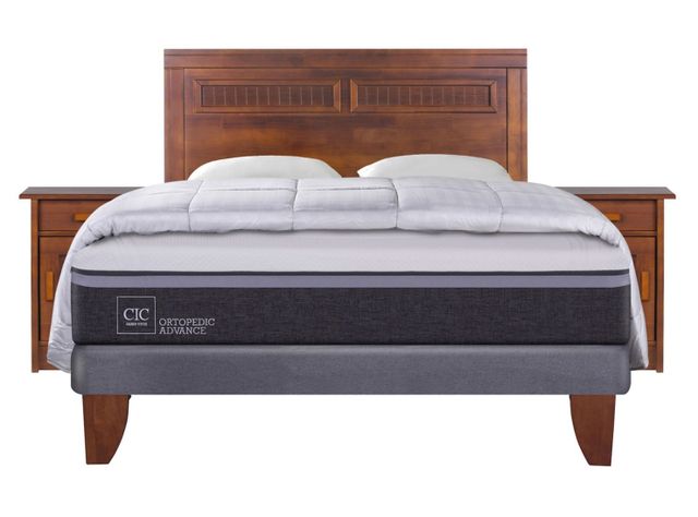 Cama Europea Ortopedic Advance 2 Plazas Base Normal + Set Muebles Milán + Almohadas + Plumón-1