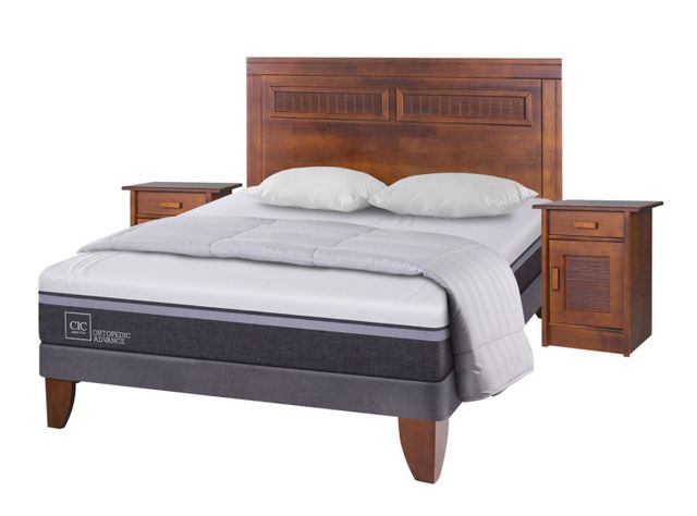 Cama Europea Ortopedic Advance 2 Plazas Base Normal + Set Muebles Milán + Almohadas + Plumón-0
