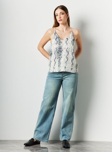 Blusa Doble Capa Tirantes Finos Estampada-2
