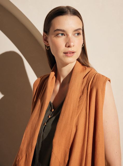 Blazer Lino Tipo Kimono sin Mangas-2
