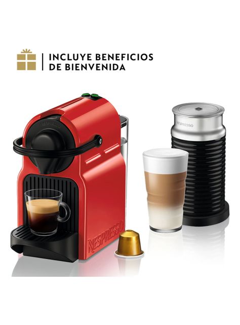 Cafetera de Cápsulas Inissia Roja + Espumador de Leche Aeroccino 3-0