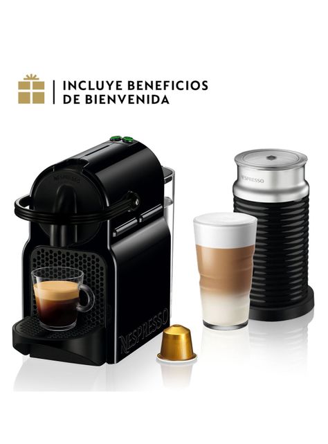 Cafetera de Cápsulas Inissia Negra + Espumador de Leche Aeroccino 3-0