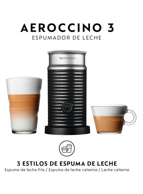 Cafetera de Cápsulas Inissia Negra + Espumador de Leche Aeroccino 3-4