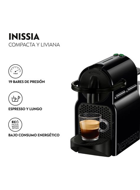 Cafetera de Cápsulas Inissia Negra + Espumador de Leche Aeroccino 3-6