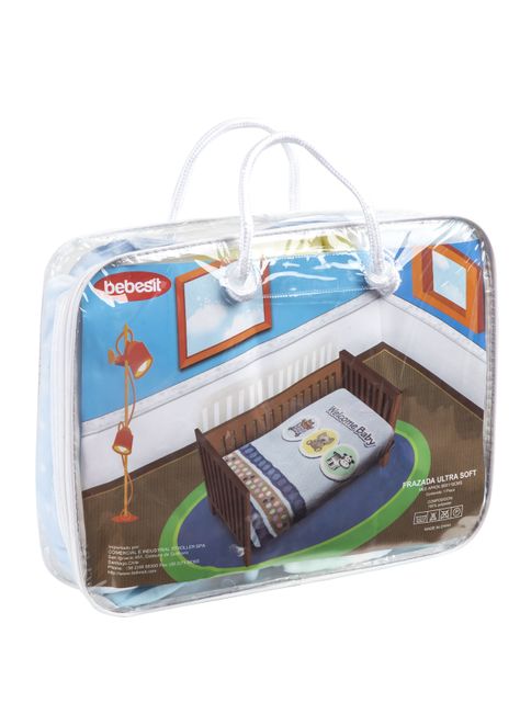 Frazada Reversible Bebe Animalitos Celeste Bebesit-3