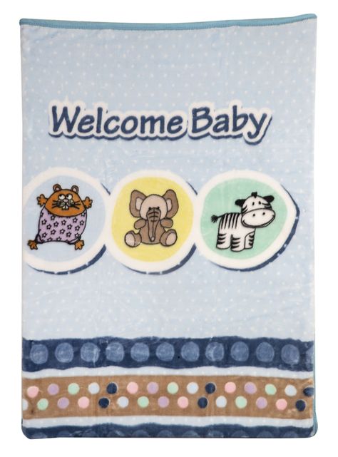 Frazada Reversible Bebe Animalitos Celeste Bebesit-1
