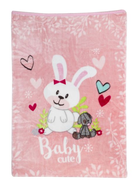 Frazada Reversible Bebe Conejito Rosada Bebesit-1
