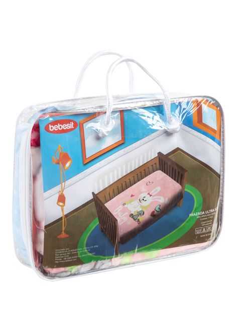 Frazada Reversible Bebe Conejito Rosada Bebesit-3