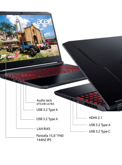 Notebook Gamer Nitro 5 AN515-45-R1YG-2 AMD Ryzen 5 5600H Nvidia GeForce RTX 3050 4GB GDDR6 12GB RAM 1TB HDD + 128GB SSD 15.6"-4