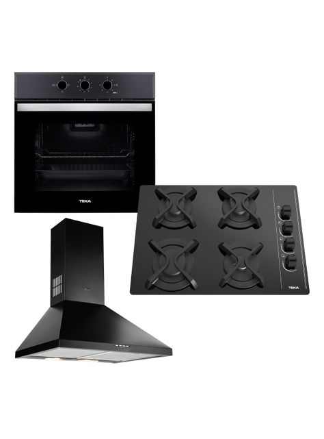 Kit Empotrable Horno Eléctrico HBB510 BK Negro + Encimera Cristal Gas GBC 64003 KBB BK + Campana DBB60 Negro-0