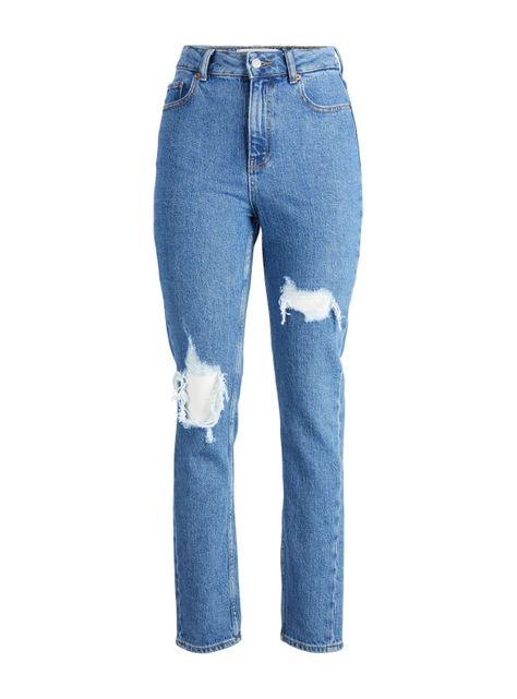Jeans Tiro Medio con Roturas en Rodillas-3