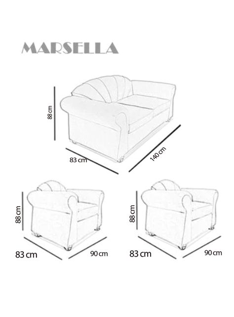 Juego Living Marsella 2 Cuerpos + Sillones Tela/Pu-1