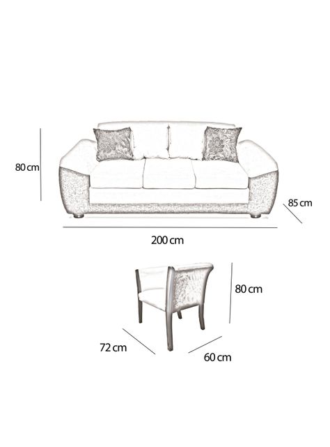 Juego Living Houston 3 Cuerpos + Sitiales Tela/PU-1
