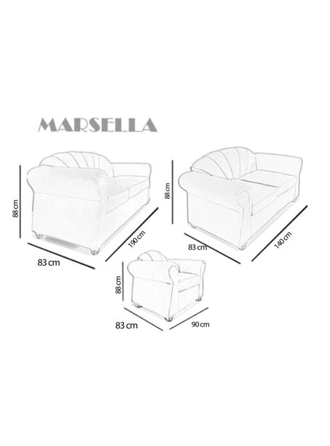 Juego Living Marsella 3.2.1 Cuerpos Tela/PU-1