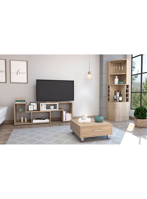Bar Esquinero + Rack TV40" Extensible + Mesa Centro-4