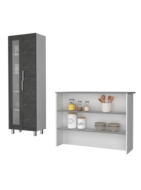 Mueble Alacena + Barra Auxiliar de Cocina Fendi-0
