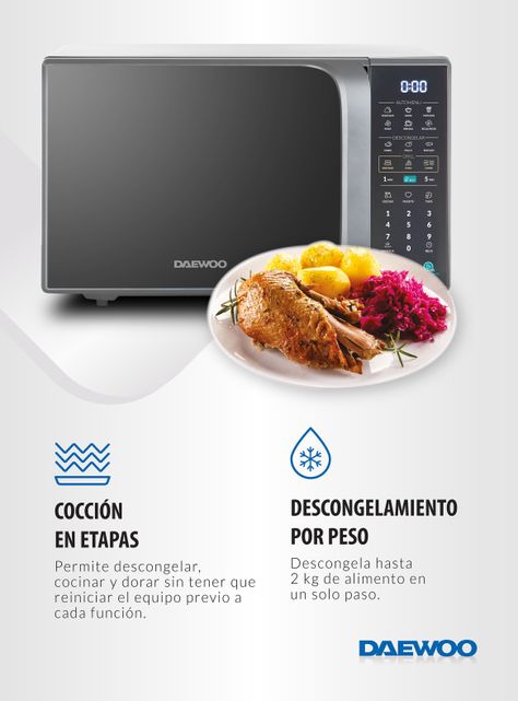 Microondas Digital 23 Litros Espejado con Grill D223DS-7