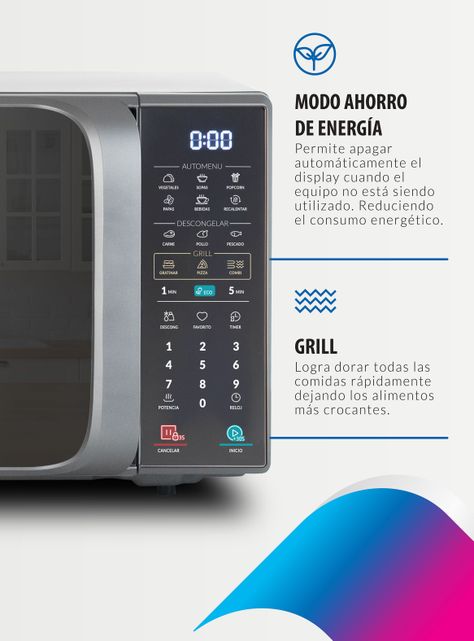 Microondas Digital 23 Litros Espejado con Grill D223DS-6