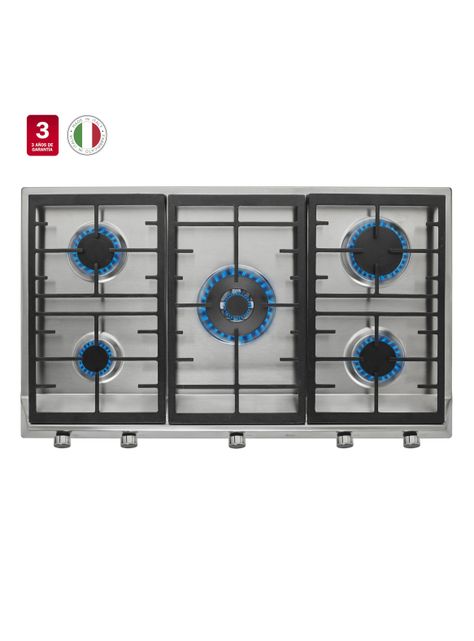 Encimera a Gas 5 Quemadores EX 90.1 5G AI AL DR CI Plata-2