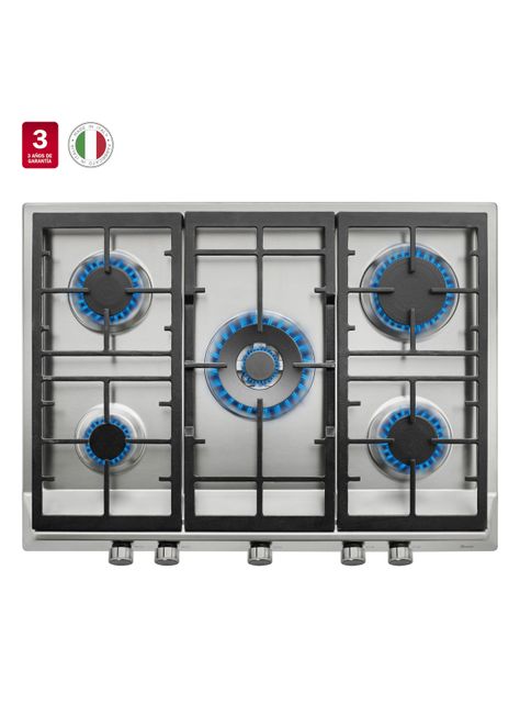 Encimera a Gas 5 Quemadores EX 70.1 5G AI AL DR CI Plata-2