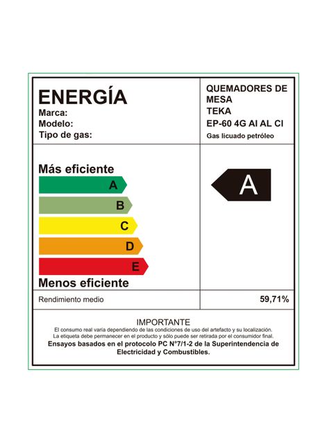 Encimera a Gas 4 Quemadores EP 60 4G AI AL CI Color Plata-6