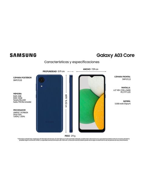 Smartphone Galaxy A03 Core 32GB Azul-3