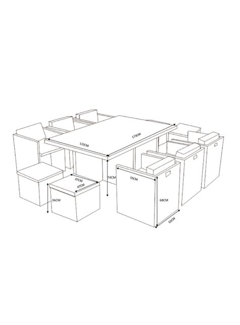 Juego de Comedor Terraza Durban 6 Sillas + 4 Poufs-2