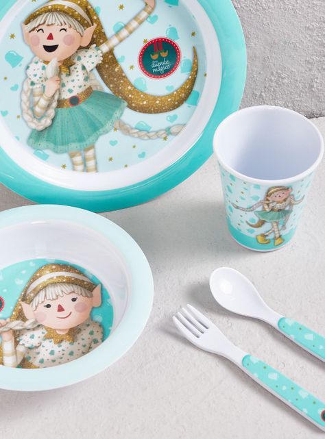 Set Platos + Cubiertos + Vaso Azul-1