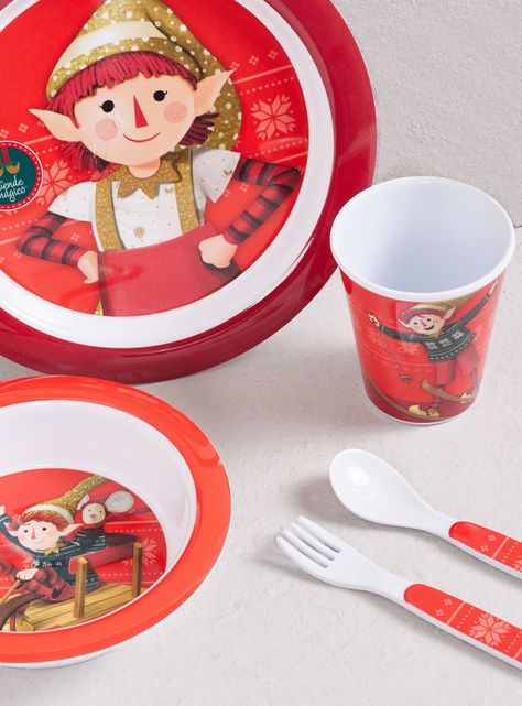 Set Platos + Cubiertos + Vaso Rojo-1