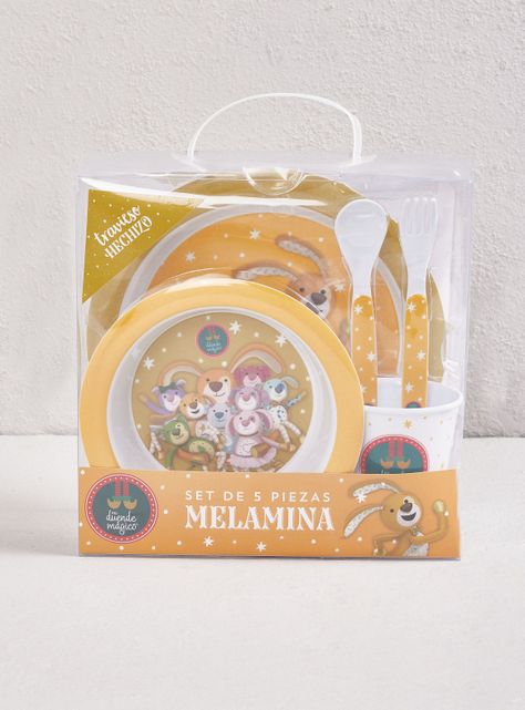 Set Platos + Cubiertos + Vaso Amarillo-2
