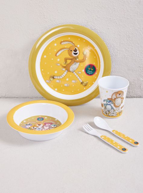 Set Platos + Cubiertos + Vaso Amarillo-0