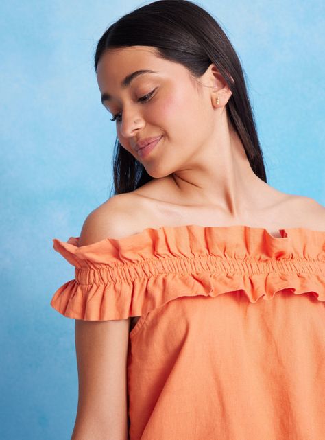 Blusa Lino Strapless con Vuelos-1