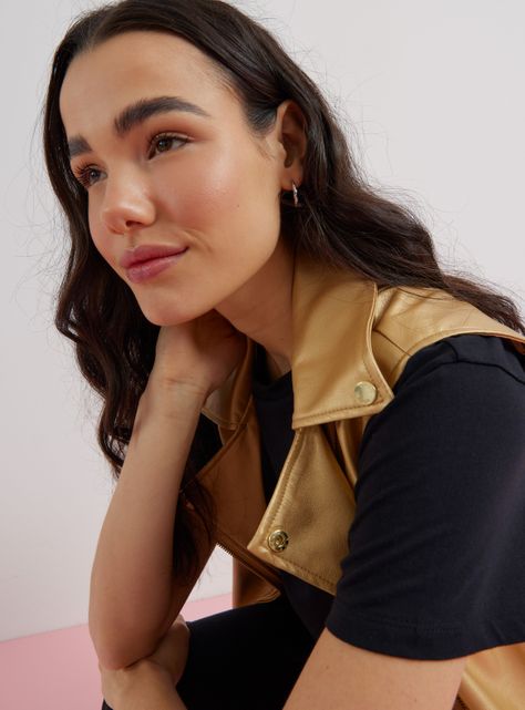 Chaqueta Biker sin Mangas Efecto Piel-2