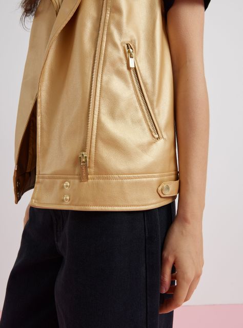 Chaqueta Biker sin Mangas Efecto Piel-3