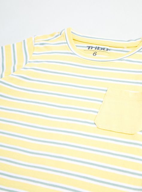 Polera con Rayas y Bolsillo Liso en el Pecho-3