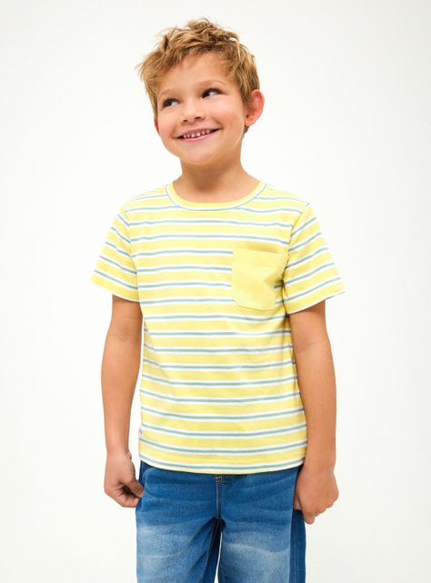 Polera con Rayas y Bolsillo Liso en el Pecho-0